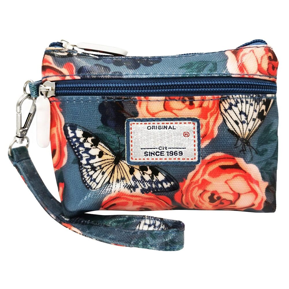 2698 Printed Nylon Rectangle Wristlet Coin Purse Small Zipper Pouch